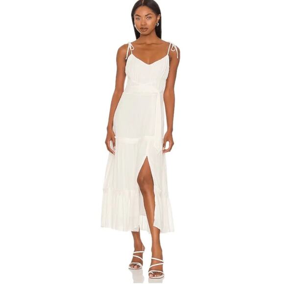 68. PAIGE NWT $249 Inesa White Swiss Dot Midi Dress SASH MISSING Size XS
